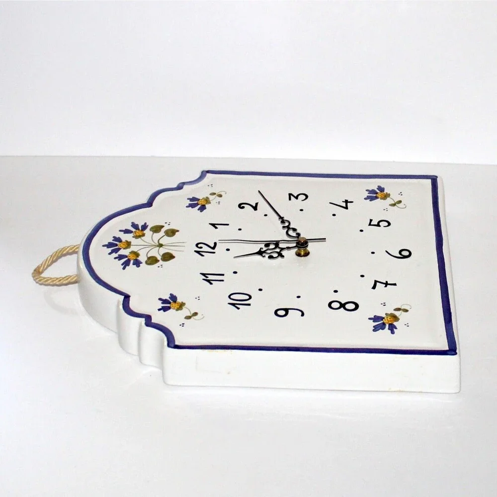 Vintage Williams Sonoma Porcelain Wall Clock Made in Italy white blue large